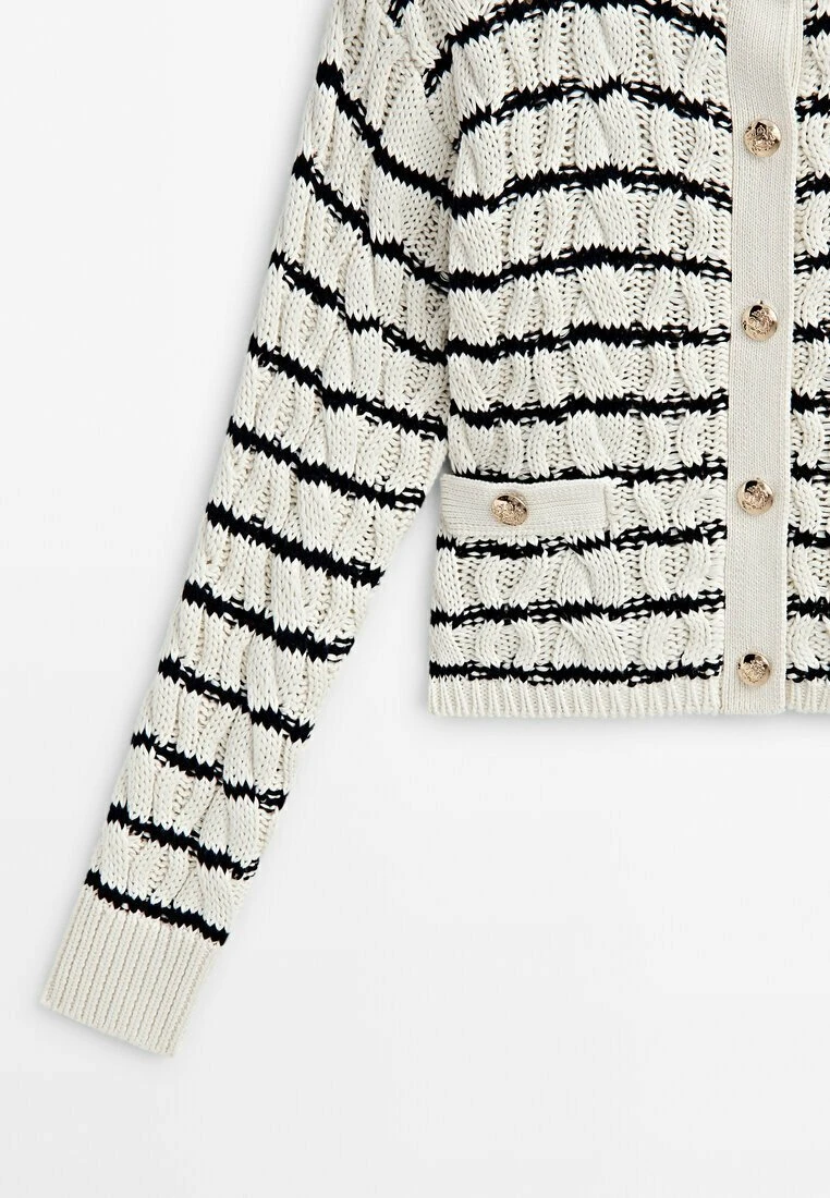 Massimo Dutti Striped Cable - Cardigan - Beige 11 Massimo Dutti Striped Cable - Cardigan - Beige - Image 9