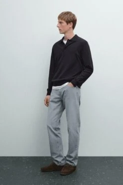 Massimo Dutti POLO COLLAR LONG SLEEVE - Long Sleeved Top - Dark Blue -Massimo Dutti Shop 0851e2a4fd87485f96f13f099760bcde