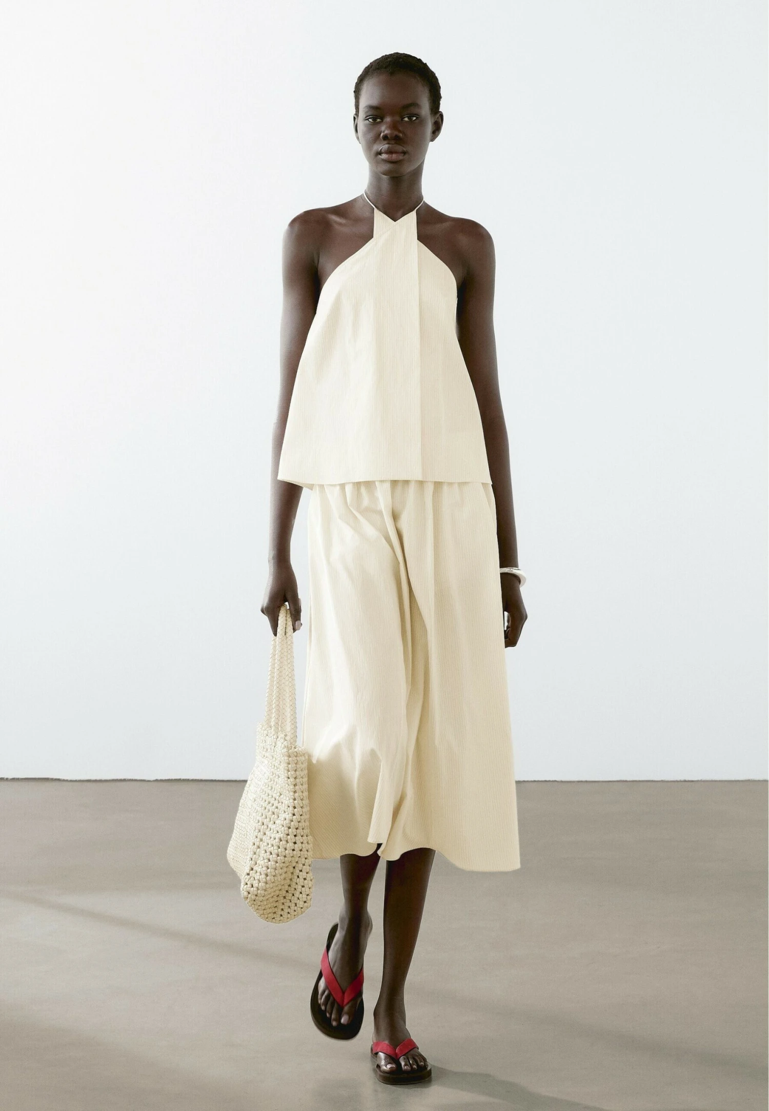 Massimo Dutti STRIPED HALTER NECK - Top - Beige 4 Massimo Dutti STRIPED HALTER NECK - Top - Beige - Image 2