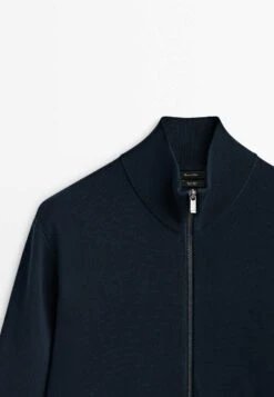 Massimo Dutti Milano With A Mock Neck And Zip - Cardigan - Dark Blue -Massimo Dutti Shop 089d1faacdb04f769a81bcb047c8333e