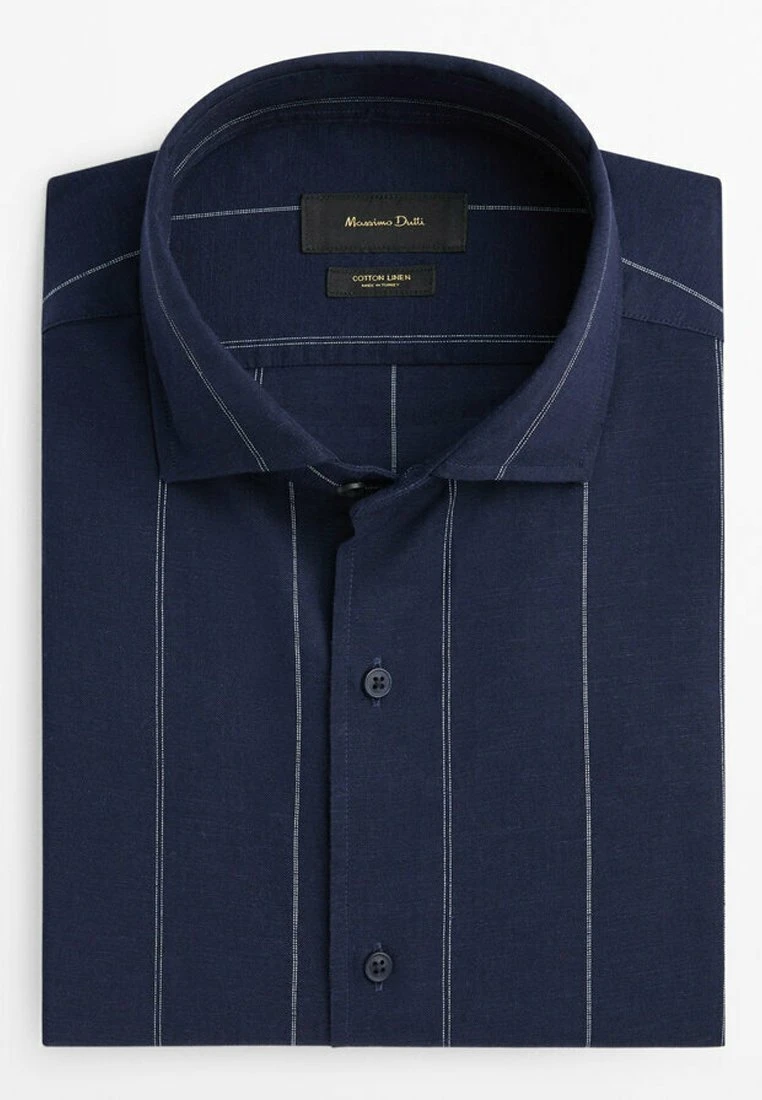 Massimo Dutti Regular Fit Wide Striped - Shirt - Dark Blue 11 Massimo Dutti Regular Fit Wide Striped - Shirt - Dark Blue - Image 9