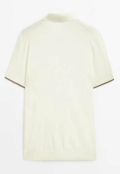 Massimo Dutti Contrast Short Sleeve- Polo Shirt - Beige -Massimo Dutti Shop 0914bd668109475c884463469120423b