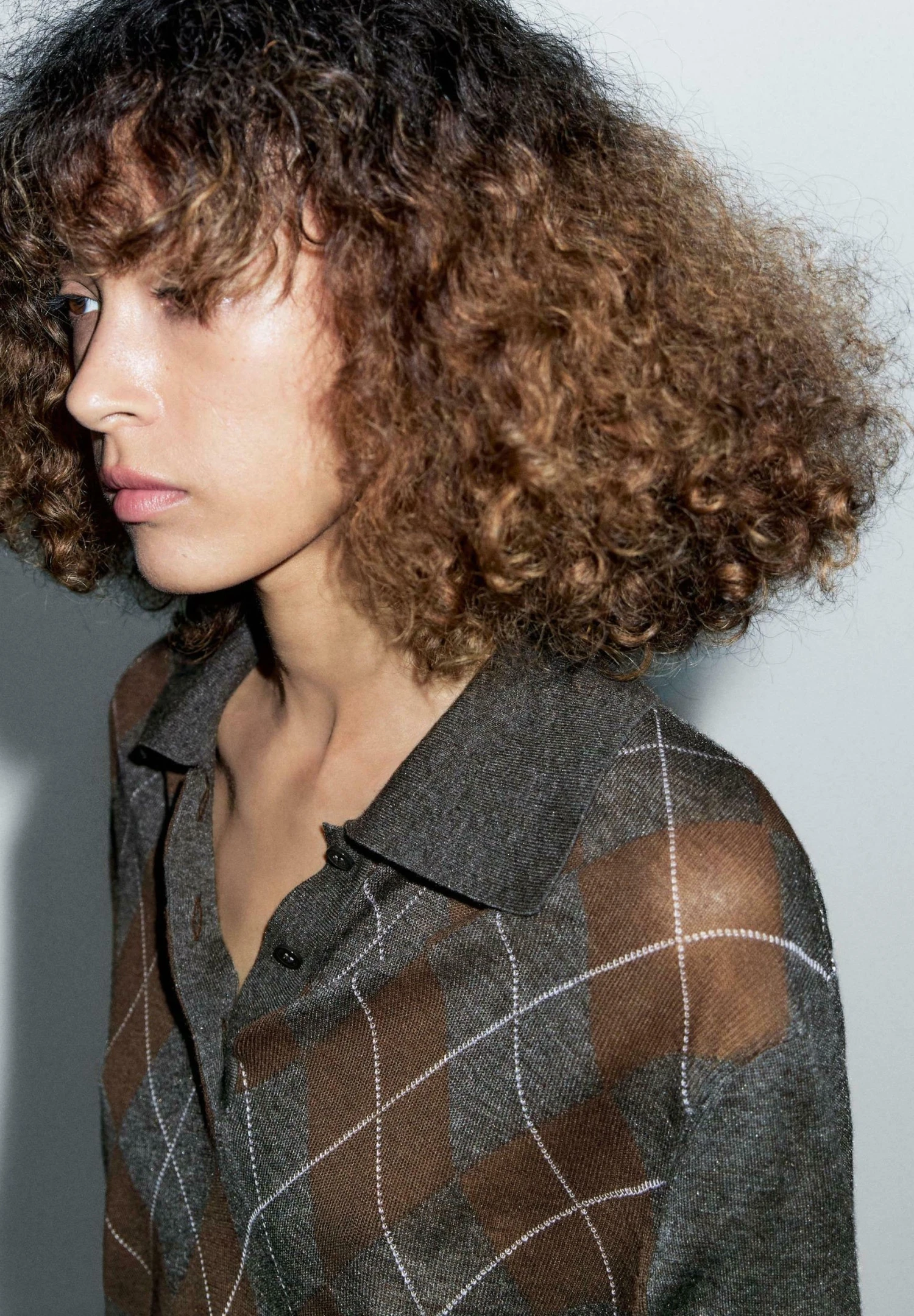 Massimo Dutti POLO COLLAR WITH DIAMOND DETAIL - Polo Shirt - Dark Grey 6 Massimo Dutti POLO COLLAR WITH DIAMOND DETAIL - Polo Shirt - Dark Grey - Image 4