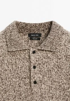 Massimo Dutti BUTTONED POLO COLLAR - Jumper - Sand -Massimo Dutti Shop 0992d9c452fe49629c96acc3e9b80d32
