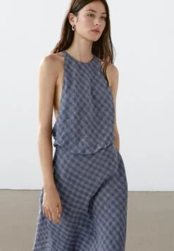 Massimo Dutti LONG CHECKED WITH BACK DETAIL - Maxi Dress - Dark Blue -Massimo Dutti Shop 09b235f5a0504211affe9b0dfa9075f4