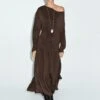 Massimo Dutti LONG FLOWING WITH DRAPED SASH BELT - Maxi Dress - Brown -Massimo Dutti Shop 09d0b082426e48cd9a46a5ba78fdda8d