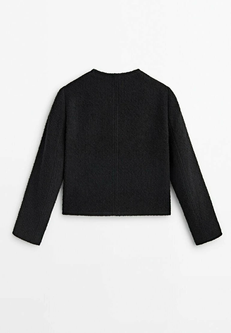 Massimo Dutti Textured Cropped With Four Pockets - Summer Jacket - Black 8 Massimo Dutti Textured Cropped With Four Pockets - Summer Jacket - Black - Image 6