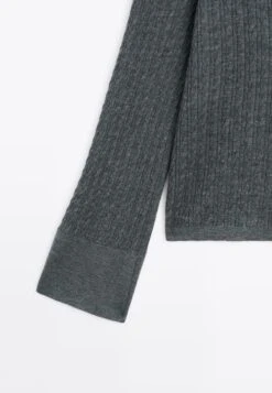 Massimo Dutti V-NECK WITH BRAIDED DETAIL - Jumper - Grey -Massimo Dutti Shop 0aefc01492ac42cfa98142add88d72e1