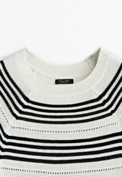 Massimo Dutti Textured Short Sleeve Striped - Print T-Shirt - Beige -Massimo Dutti Shop 0b0387376d9d49fca78184051132adbb