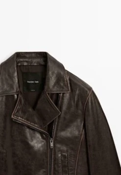 Massimo Dutti BIKER - Leather Jacket - Brown -Massimo Dutti Shop 0b11ff583e8c45a0bfcd1a512ae29596