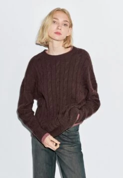 Massimo Dutti CABLE-KNIT SWEATER - Jumper - Bordeaux -Massimo Dutti Shop 0b2b33a06ca34a6d91bf4d5126c6462e