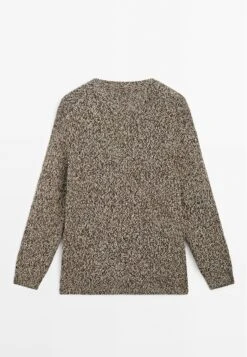 Massimo Dutti LONG MOULINÉ V-NECK WITH BUTTONS - Cardigan - Brown -Massimo Dutti Shop 0b609ad7e221473090f00f62b58ba257