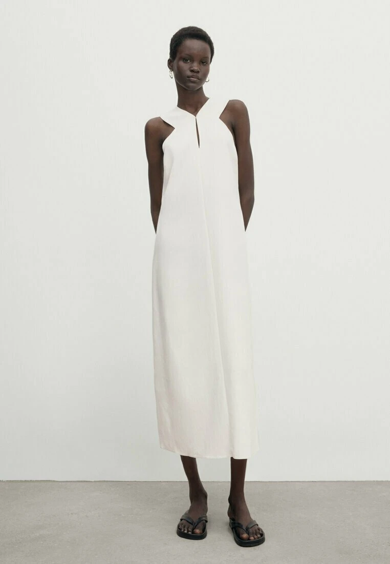 Massimo Dutti Halter Neck Midi - Day Dress - Beige 4 Massimo Dutti Halter Neck Midi - Day Dress - Beige - Image 2