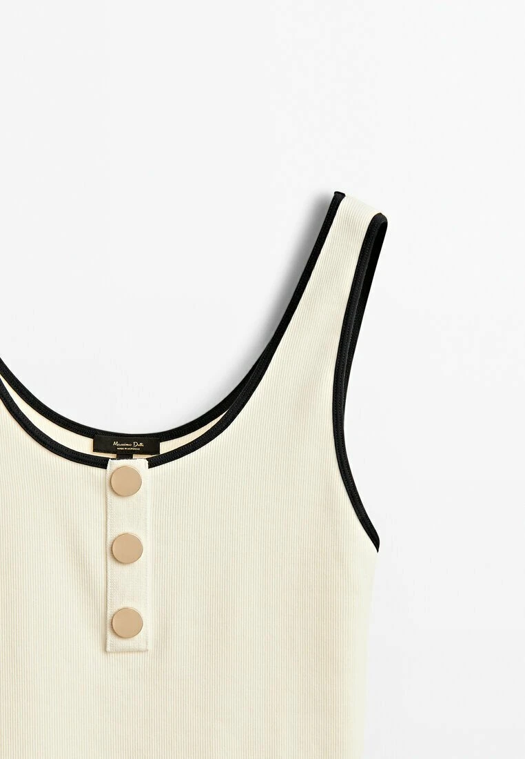 Massimo Dutti Contrast With Straps And Buttons- Top - Beige 5 Massimo Dutti Contrast With Straps And Buttons- Top - Beige - Image 3