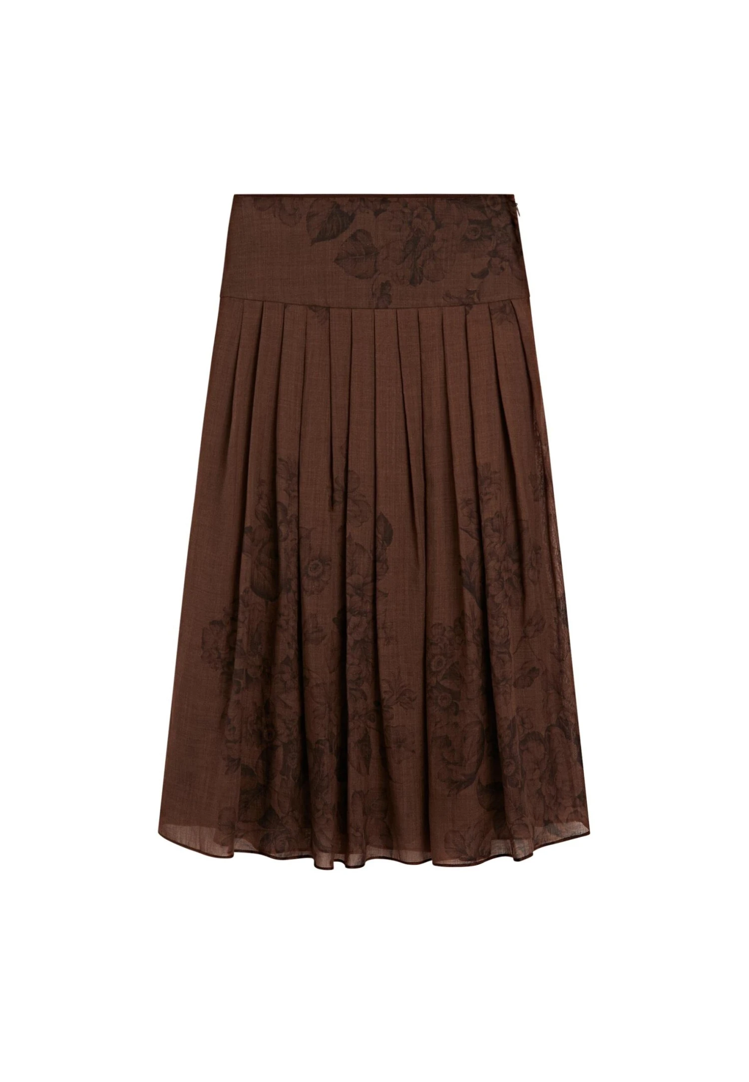 Massimo Dutti FLARED FLORAL PRINT MIDI - Pleated Skirt - Mottled Dark Brown 7 Massimo Dutti FLARED FLORAL PRINT MIDI - Pleated Skirt - Mottled Dark Brown - Image 5