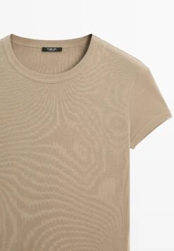 Massimo Dutti CREW NECK WITH SHORT SLEEVES - Basic T-shirt - Stone -Massimo Dutti Shop 0ba9812f94984c50b3278fe31ef05f7d