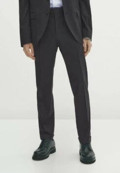 Massimo Dutti Plain Blend- Suit Trousers - Dark Grey