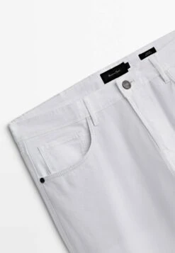 Massimo Dutti Slim Fit Textured Effect - Trousers - White -Massimo Dutti Shop 0c622ca7b2854115bd63b12d44e6baaf