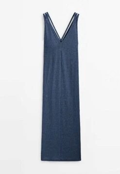 Massimo Dutti Long With Crossed Straps At The Back - Maxi Dress - Blue -Massimo Dutti Shop 0d0ea8ca234b45d8bbe1481d0fa170ee