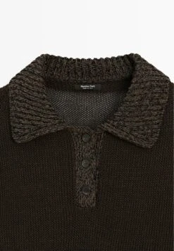 Massimo Dutti CONTRAST COLLAR WITH SHORT SLEEVES - Polo Shirt - Mottled Dark Brown -Massimo Dutti Shop 0d14c15643844d17adf79d3f7ab21236
