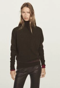 Massimo Dutti SOFT TURTLENECK WITH LONG SLEEVE - Jumper - Mottled Dark Brown