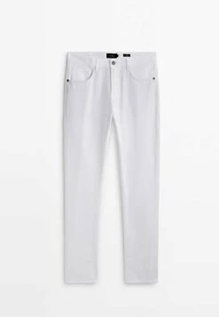 Massimo Dutti Slim Fit Textured Effect - Trousers - White -Massimo Dutti Shop 0d4e1e1767af4544ae6d408c781ba915