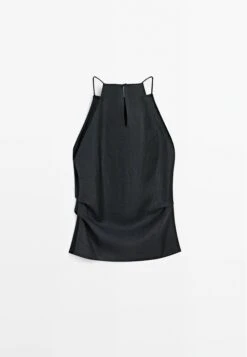 Massimo Dutti HALTER TOP WITH STRAIGHT NECKLINE - Top - Mottled Dark Blue -Massimo Dutti Shop 0d9c791e138b4b0f84fde5df9ab6d283