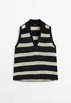 Massimo Dutti Textured Striped Sleeveless - Polo Shirt - Black 21 Massimo Dutti Textured Striped Sleeveless - Polo Shirt - Black -Massimo Dutti Shop 0debba26c5c443569ae645d35387e559
