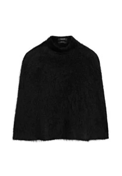 Massimo Dutti BRUSHED FINISH CAPE - Jumper - Black