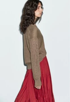 Massimo Dutti LONG SLEEVE V-NECK - Jumper - Mottled Brown -Massimo Dutti Shop 0e44807885df4563a56aaa922a0e7beb