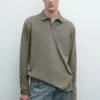Massimo Dutti DISTRESSED-EFFECT POLO NECK - Long Sleeved Top - Khaki -Massimo Dutti Shop 0e4dc710b4de403495cd52728145661e