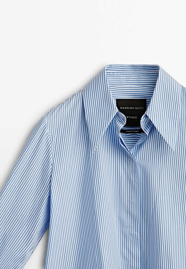 Massimo Dutti Studio Striped Poplin With Cuff Detail - Button-Down Blouse 9 Massimo Dutti Studio Striped Poplin With Cuff Detail - Button-Down Blouse - Image 7