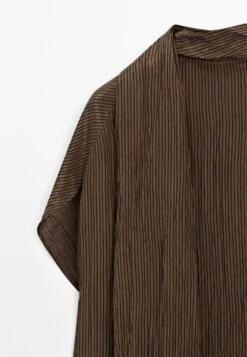 Massimo Dutti PINSTRIPE GARMENT WITH SCARF COLLAR - Blouse - Mottled Dark Brown -Massimo Dutti Shop 0ec8947d27fd45a592870d470b8dfa95
