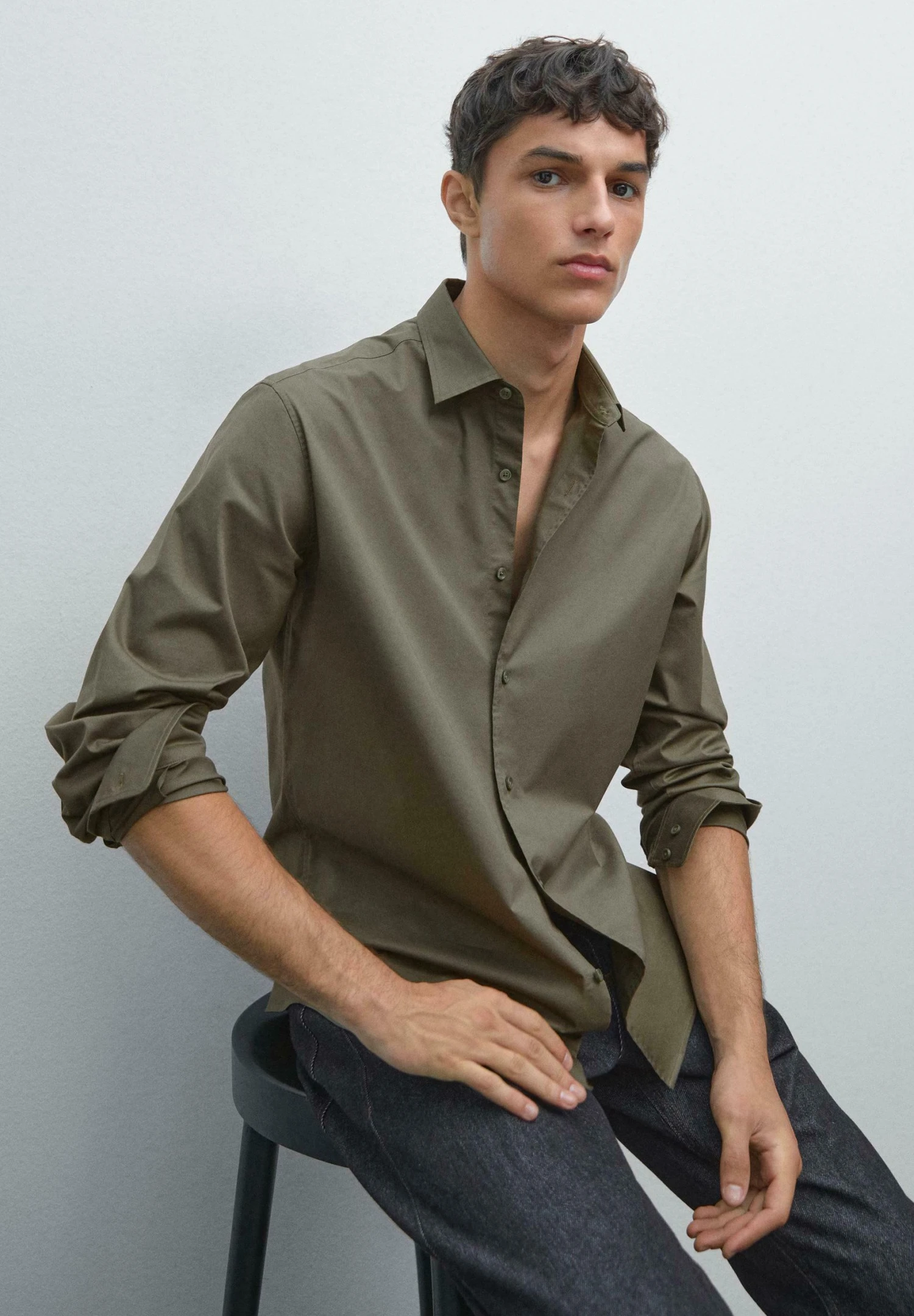 Massimo Dutti STRETCH COMFORT LONG SLEEVE - Shirt - Green 3 Massimo Dutti STRETCH COMFORT LONG SLEEVE - Shirt - Green