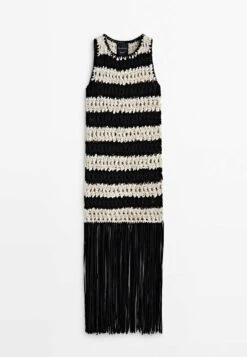 Massimo Dutti Studio - Striped BraidedWith Fringing - Maxi Dress - Black -Massimo Dutti Shop 0f27c435210642d3b11e091766200bee