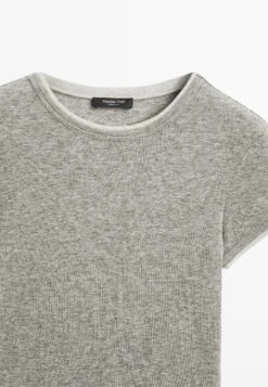 Massimo Dutti SHORT SLEEVE WITH DOUBLE TRIM - Basic T-shirt - Grey -Massimo Dutti Shop 0f549dac23744ae9af7b7275a09667c9