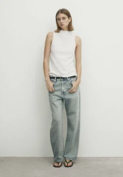 Massimo Dutti Textured Mock Turtleneck - Top - Beige