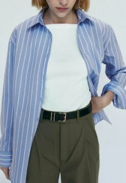 Massimo Dutti With Double Stripe- Button-Down Blouse - Blue -Massimo Dutti Shop 0fcba06c42ba479bac3de196e242fd66