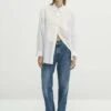 Massimo Dutti With Chest Detailing - Button-Down Blouse - White