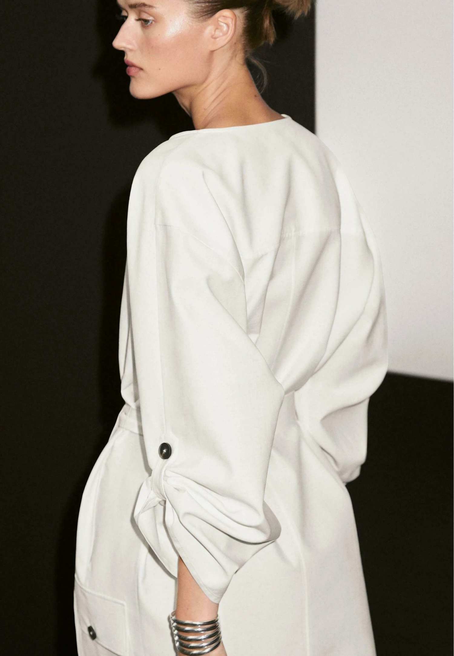 Massimo Dutti CONTRAST BUTTONS WITH BELT - Shirt Dress - WHITE 6 Massimo Dutti CONTRAST BUTTONS WITH BELT - Shirt Dress - WHITE - Image 4