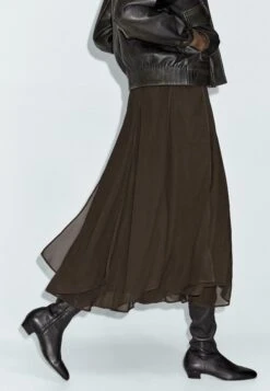 Massimo Dutti A-line Skirt - Dark Brown -Massimo Dutti Shop 1022d7c337d346ae9213bc22d1057772