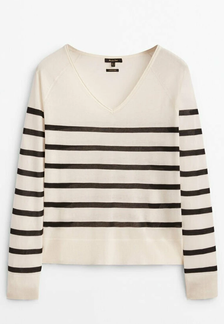 Massimo Dutti V-Neck Extra - Jumper - Beige 8 Massimo Dutti V-Neck Extra - Jumper - Beige - Image 6
