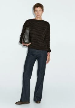 Massimo Dutti STRIPED LONG SLEEVE - Jumper - Dark Brown