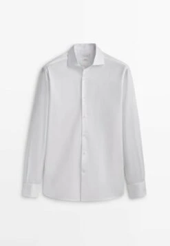 Massimo Dutti Regular Fit Textured With Double Cuffs- Formal Shirt - White -Massimo Dutti Shop 108a39c49d46445ba83b02ccfb7ade85
