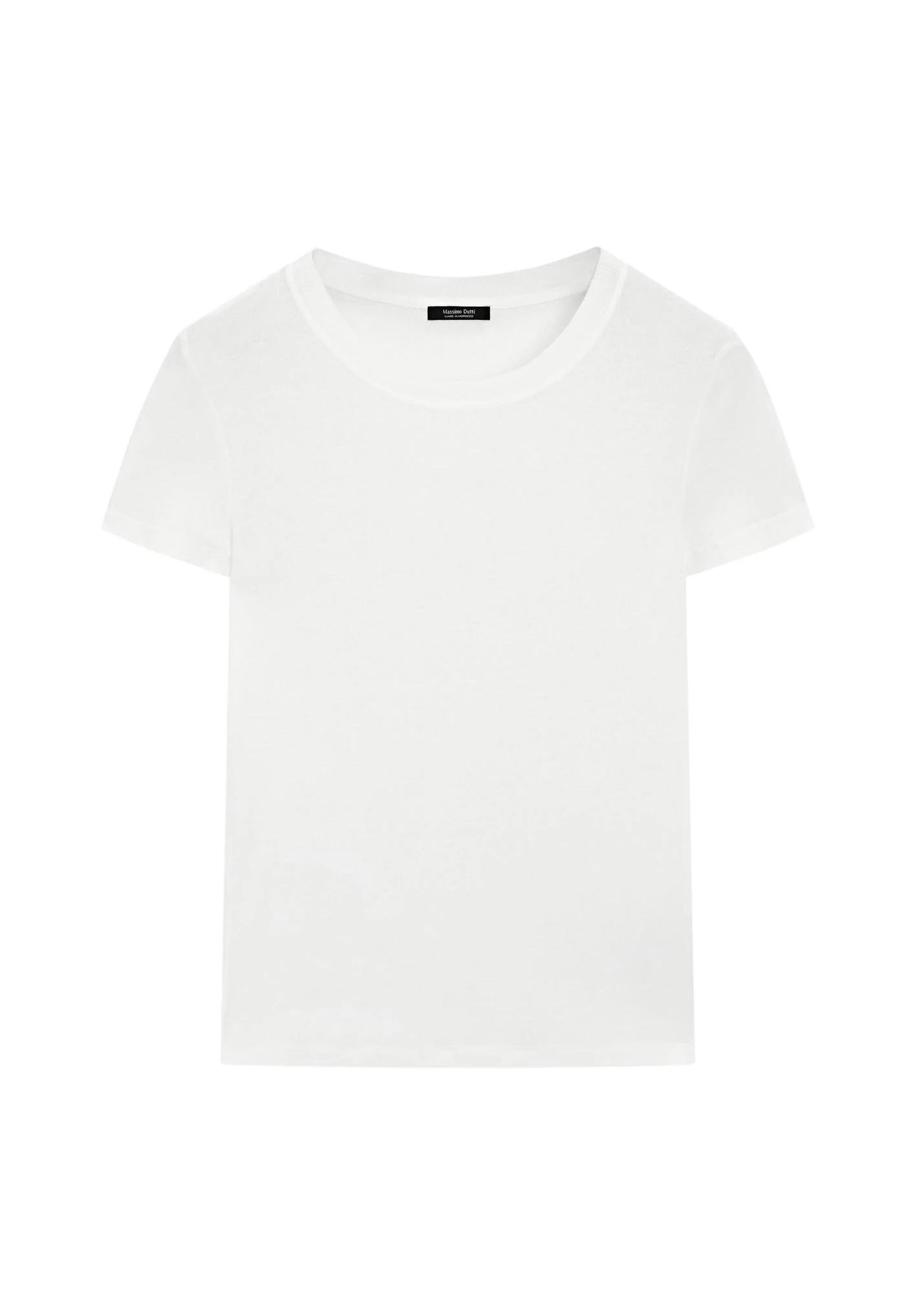 Massimo Dutti TEXTURED CREPE-EFFECT WITH CREW NECK - Basic T-shirt - White 6 Massimo Dutti TEXTURED CREPE-EFFECT WITH CREW NECK - Basic T-shirt - White - Image 4