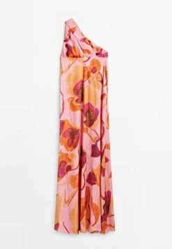 Massimo Dutti Long Floral Print Asymmetric - Maxi Dress - Pink -Massimo Dutti Shop 10dd024493dc4b44ad54a2ffe76d7ee9