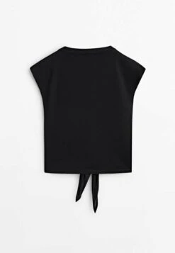 Massimo Dutti 100 Front Knot - Print T-Shirt - Black -Massimo Dutti Shop 111629fe988c4acabec5152f397e7960