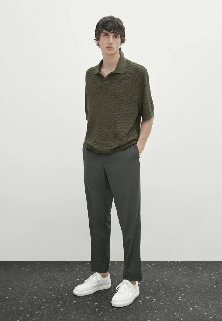 Massimo Dutti Textured Short Sleeve - Polo Shirt - Green 5 Massimo Dutti Textured Short Sleeve - Polo Shirt - Green - Image 3