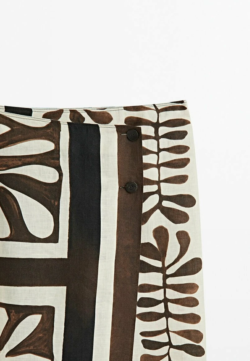 Massimo Dutti Leaf Print Midi - Wrap Skirt - Brown 9 Massimo Dutti Leaf Print Midi - Wrap Skirt - Brown - Image 7