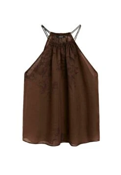 Massimo Dutti FLOWING FLORAL PRINT HALTER NECK - Top - Mottled Dark Brown -Massimo Dutti Shop 11867f56f9e24be58a80a659038e6cd0